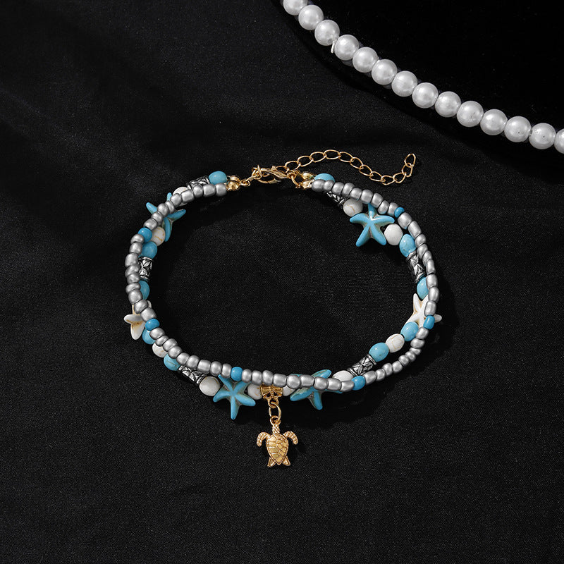 Wholesale Beach Foot Clips Turtle Pendant Sea Star Pebble Beach Chain  Anklets