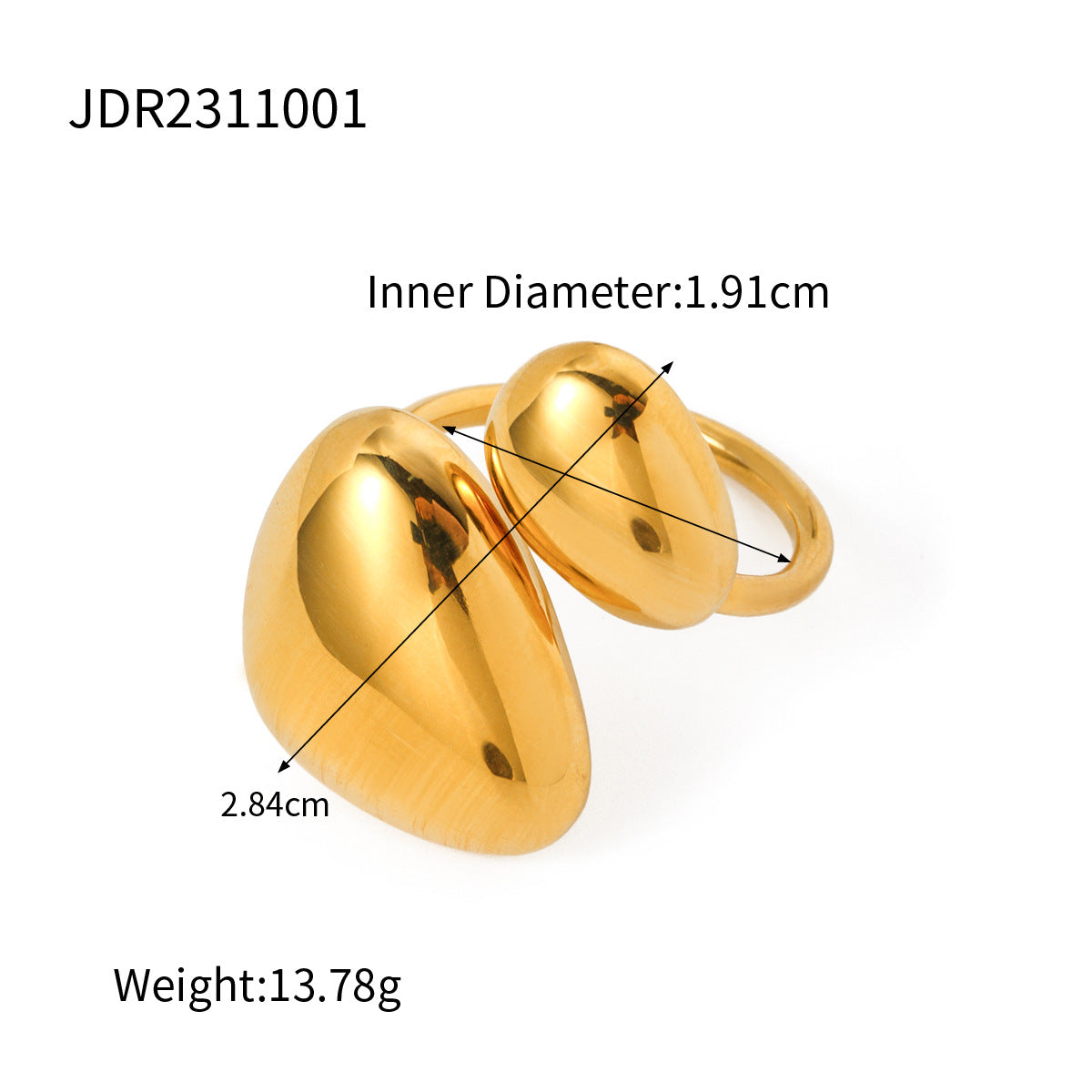 Wholesale 18K gold stainless steel chubby oval ring