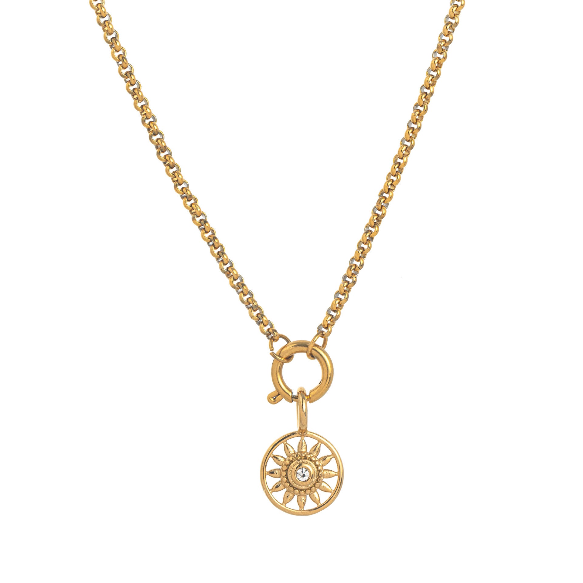 Wholesale Stainless steel sun necklace plated with 18K gold