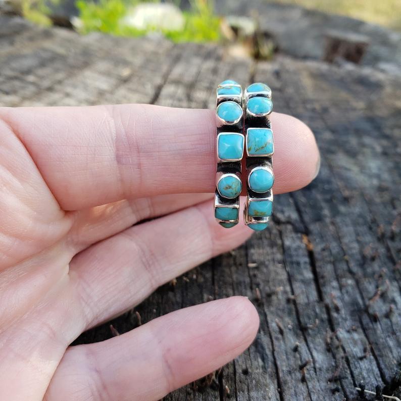 Wholesale Bohemian Turquoise Inlaid Earrings Retro Exaggerated Design Fashion Accessory