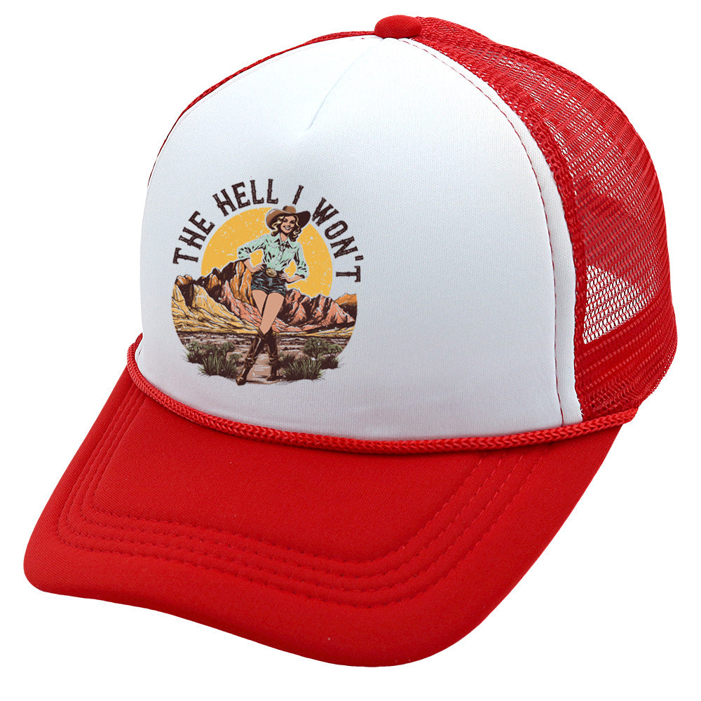 Wholesale Trucker Hat Western Style Cowboy Baseball Cap Printed Mesh Cap ACC-HT-HaiPu013