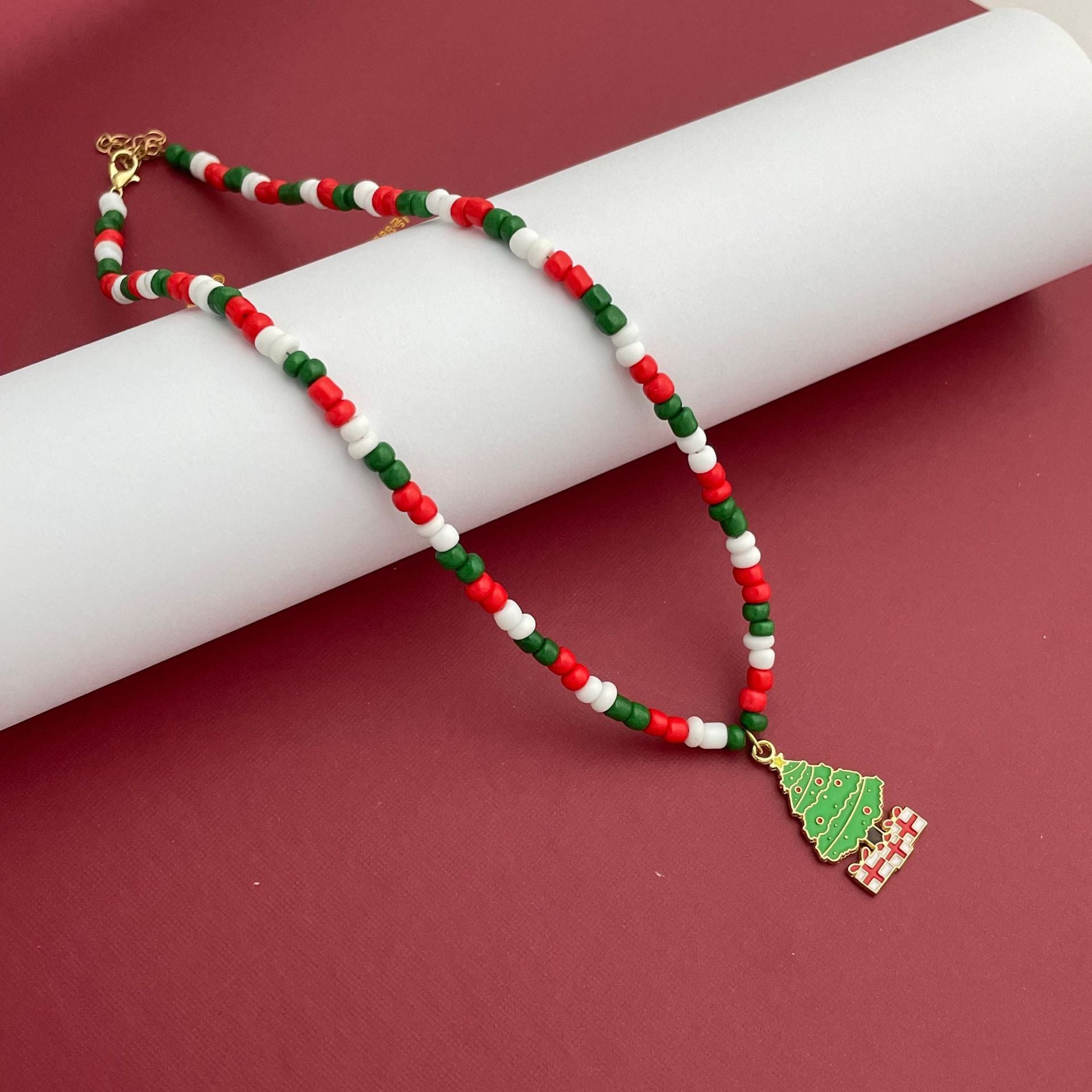 Wholesale Christmas acrylic rice beads necklace