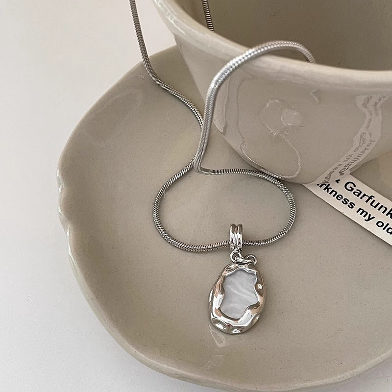 Wholesale  Titanium Steel Irregular Pendant Necklace Snake Bone Chain