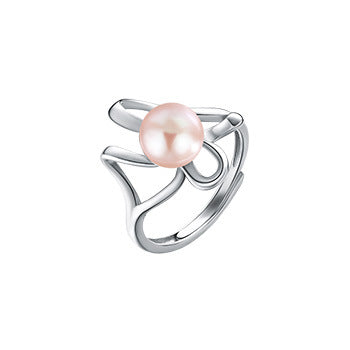 Wholesale S925 Sterling Silver Pearl Ring  Adjustable Open Finger Ring
