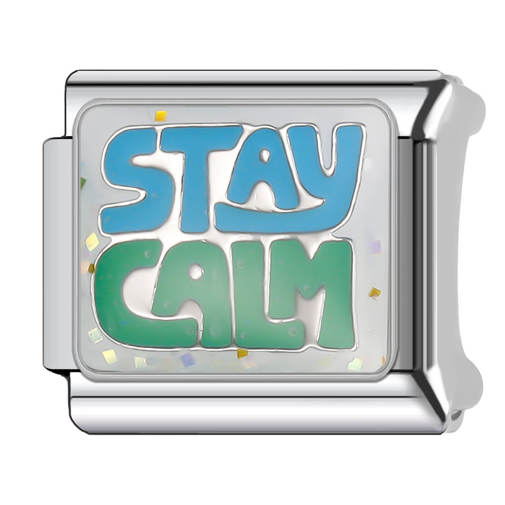 Wholesale Italian Charm Bracelet 9mm DIY Splicing English Short Sentence Series Stainless Steel Composable Bracelet