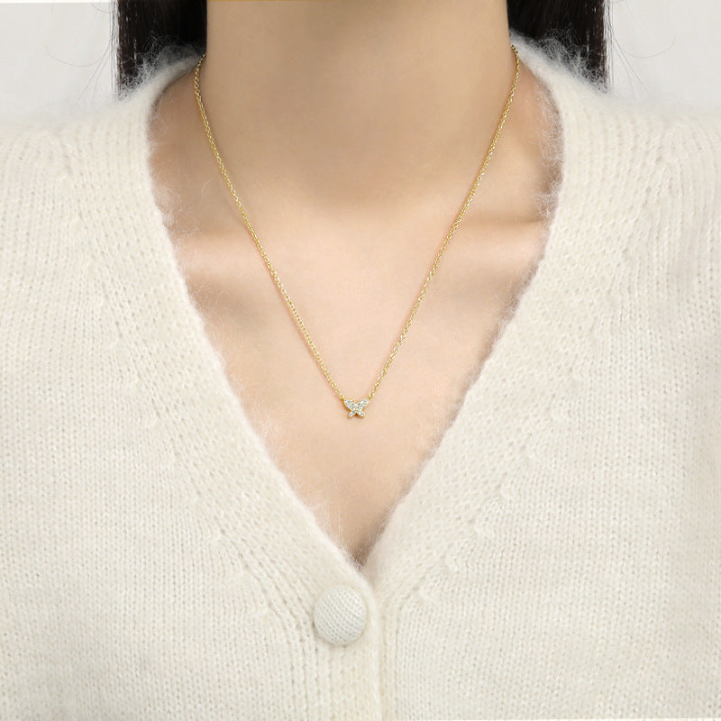 Wholesale Butterfly Diamond Copper Necklace ACC-NE-YingRong003