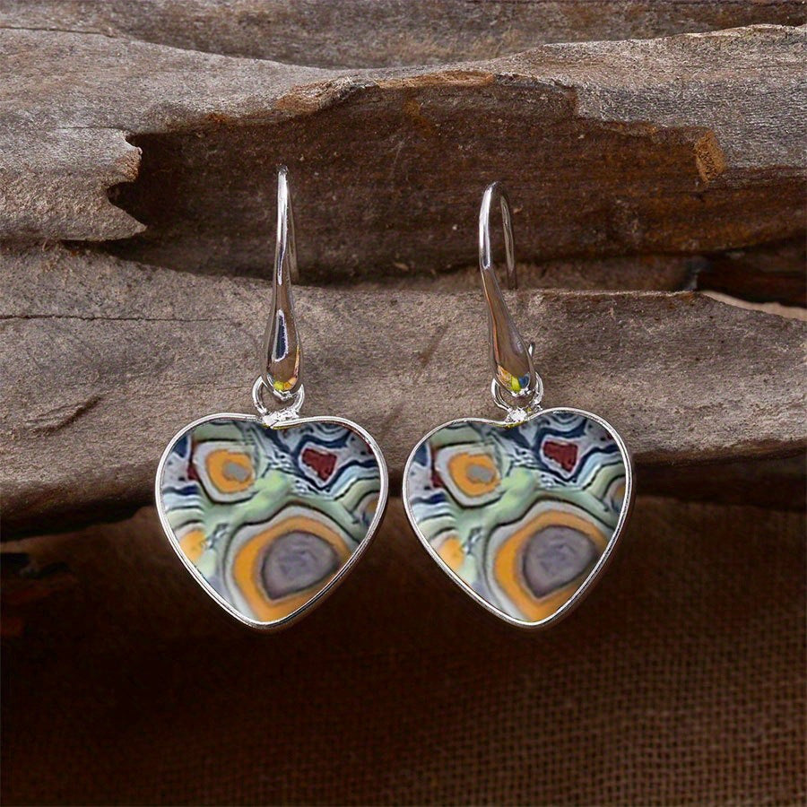Wholesale Retro Bohemian Heart Turquoise Earrings Stylish Jewelry Accessory Gift For Women