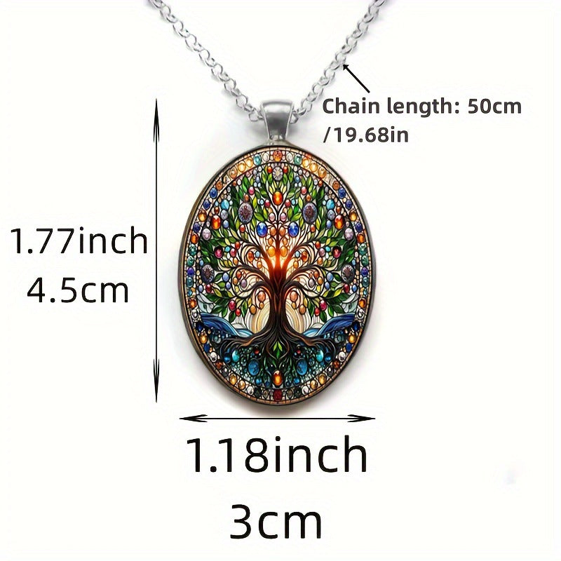 Wholesale Chic Tree of Life Oval Alloy Pendant Necklace for Boutique Jewelry Accessory