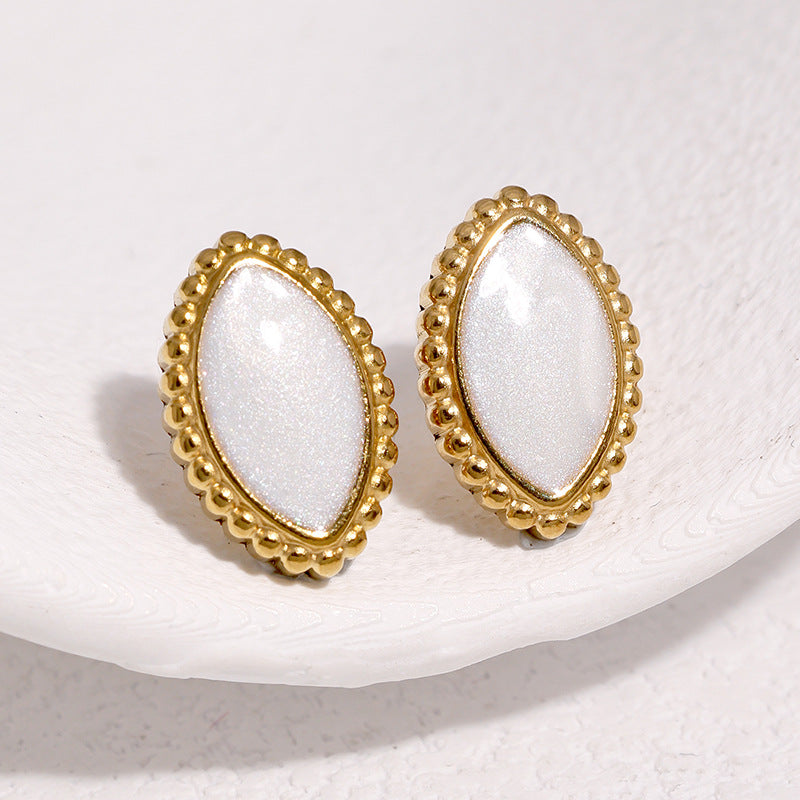 Wholesale Women S Black Marquise Earrings Stainless Steel Geometric Design Gold Plated Jewelry Accessory For Party And Gift