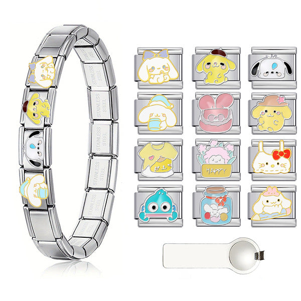 Wholesale Trendy Stainless Steel Anime Pattern Modular Bracelet - DIY Jewelry Accessory for Everyday Wear