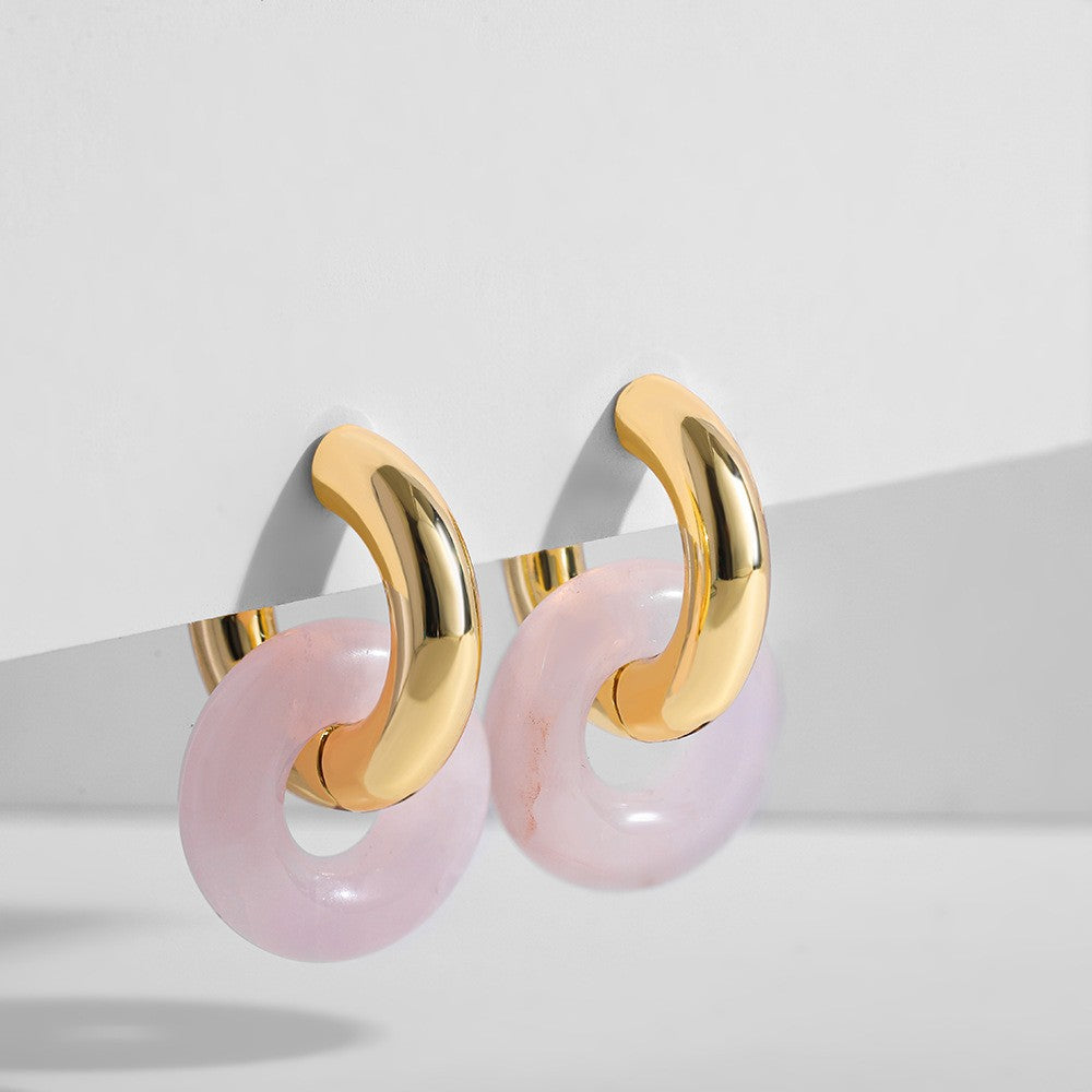 Wholesale  stainless steel earring natural stone earrings