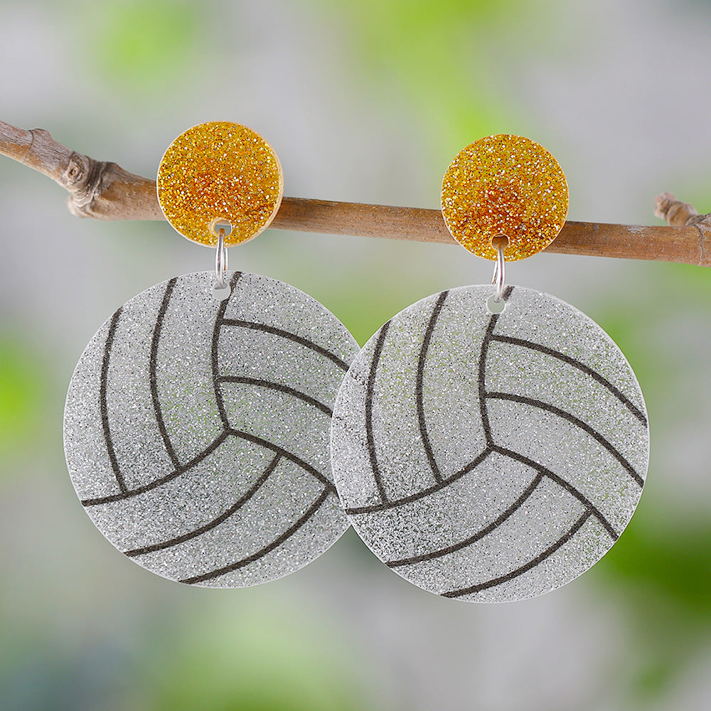 Wholesale Ball acrylic sequin-panelled drop earrings