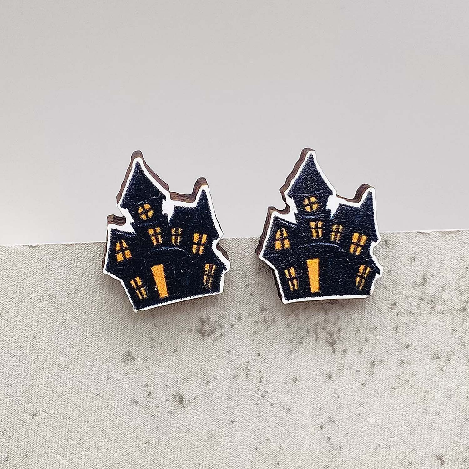 Boucles d'oreilles en bois fantômes de la citrouille en gros de la citrouille de citrouille