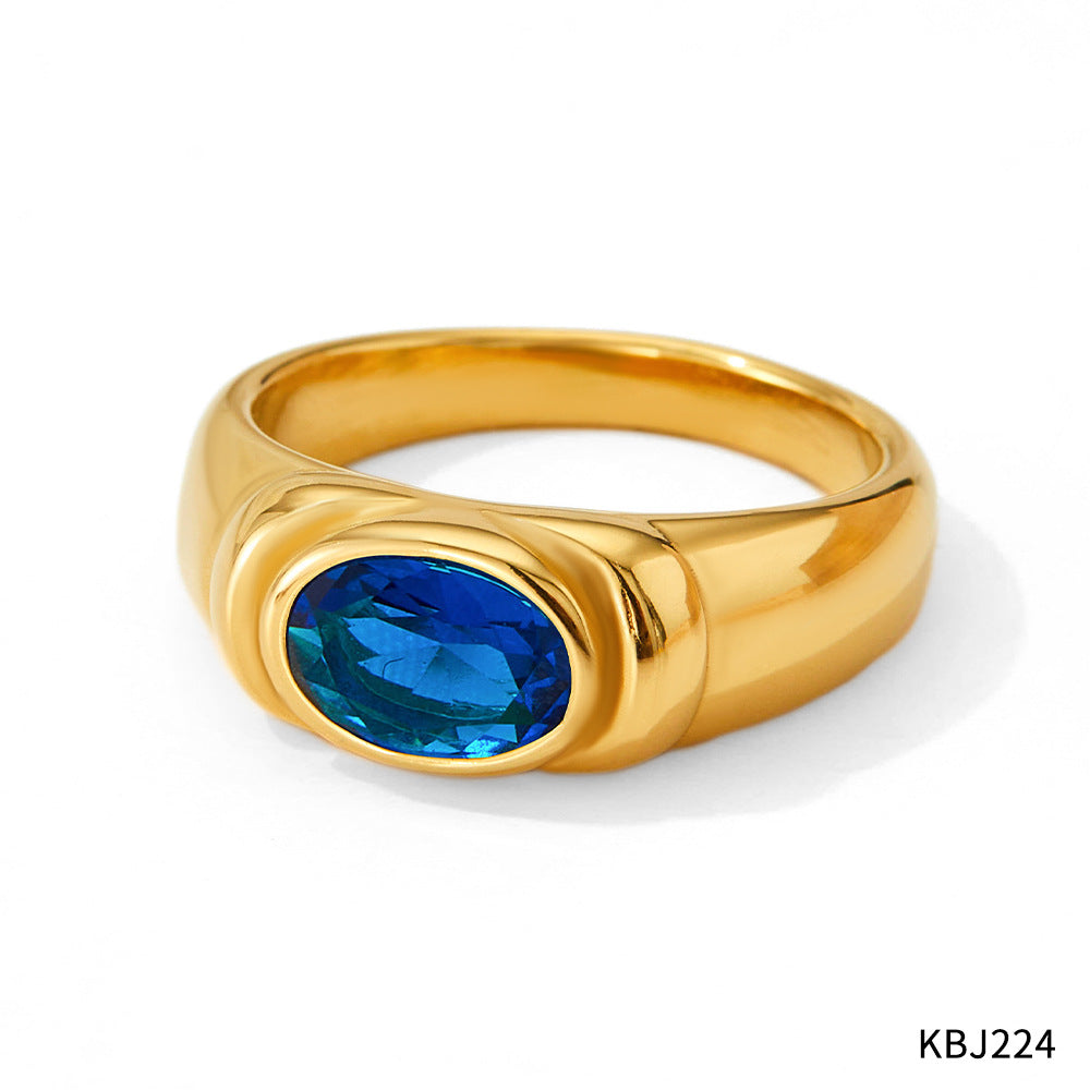 Wholesale  retro style finger ring color vacuum plating stainless steel  color zircon ring