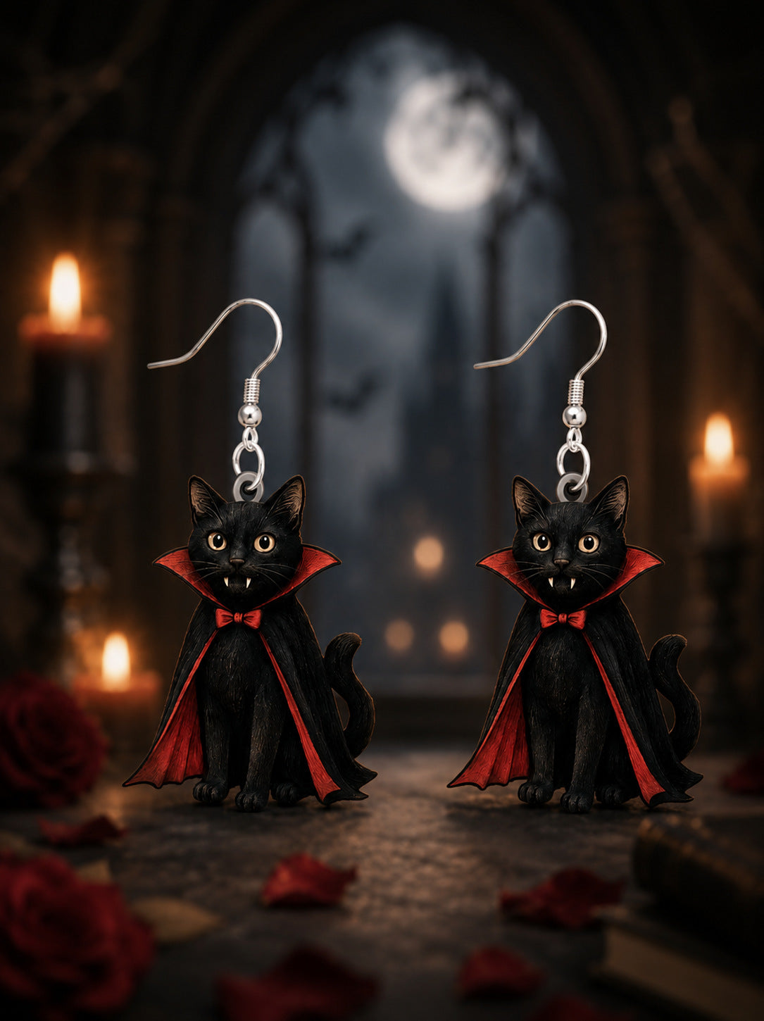 Wholesale  Acrylic Earrings Double-Sided Printed Ghost Cat Pumpkin Drop Earrings Party Gift