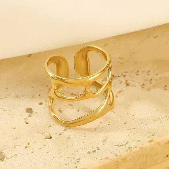 Anello di apertura a trama irregolare con goccia d'olio in acciaio inossidabile all'ingrosso