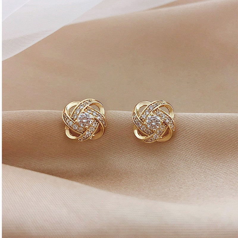 Wholesale S925 silver needle Hollow Cross Diamond geometric  earrings