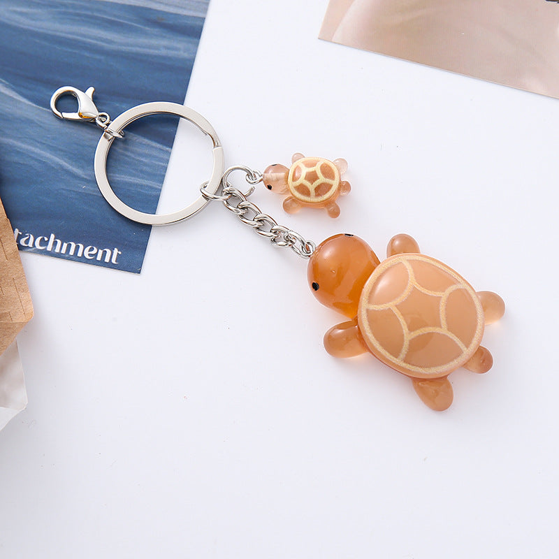 Wholesale Three-dimensional luminous little turtle keychain
