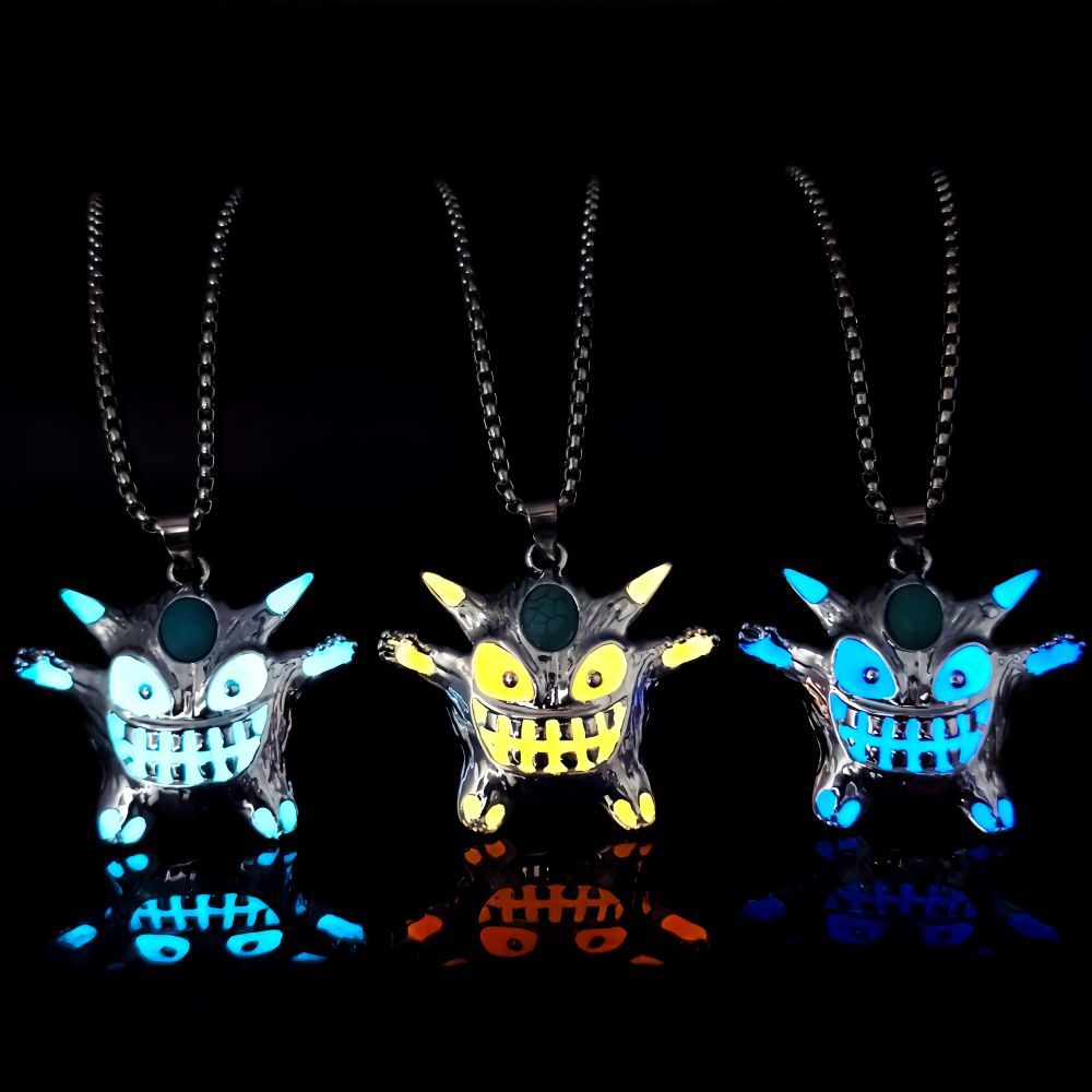 Wholesale Halloween Alloy Electroplating Demon Monster Luminous Necklace