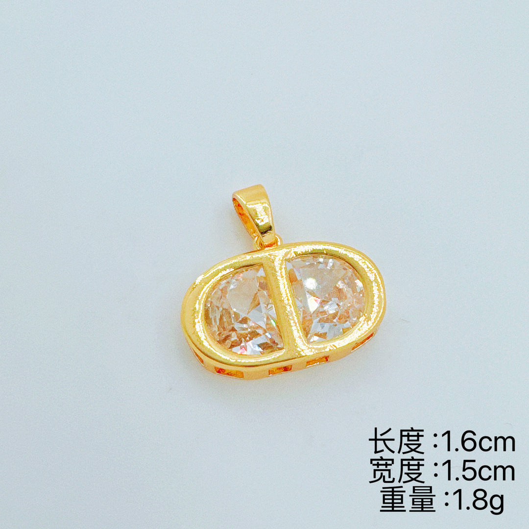 Wholesale Cubic Zirconia Gold Plated Pendant Necklace for Women Boutique Resale Jewelry Accessory