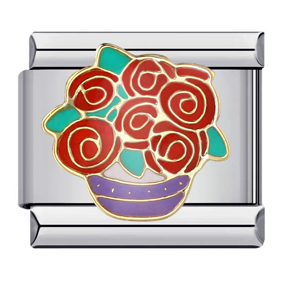 Wholesale Italian Charm Bracelet  flower pattern strap Stainless Steel Composable Bracelet