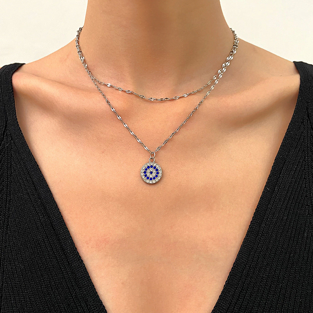 Wholesale Devil's Eye Necklace Creative Blue Eyes Diamond-encrusted Necklace