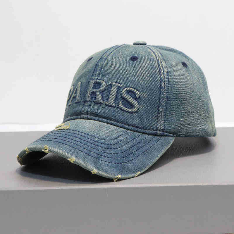 Wholesale Letter retro distressed denim baseball cap hat