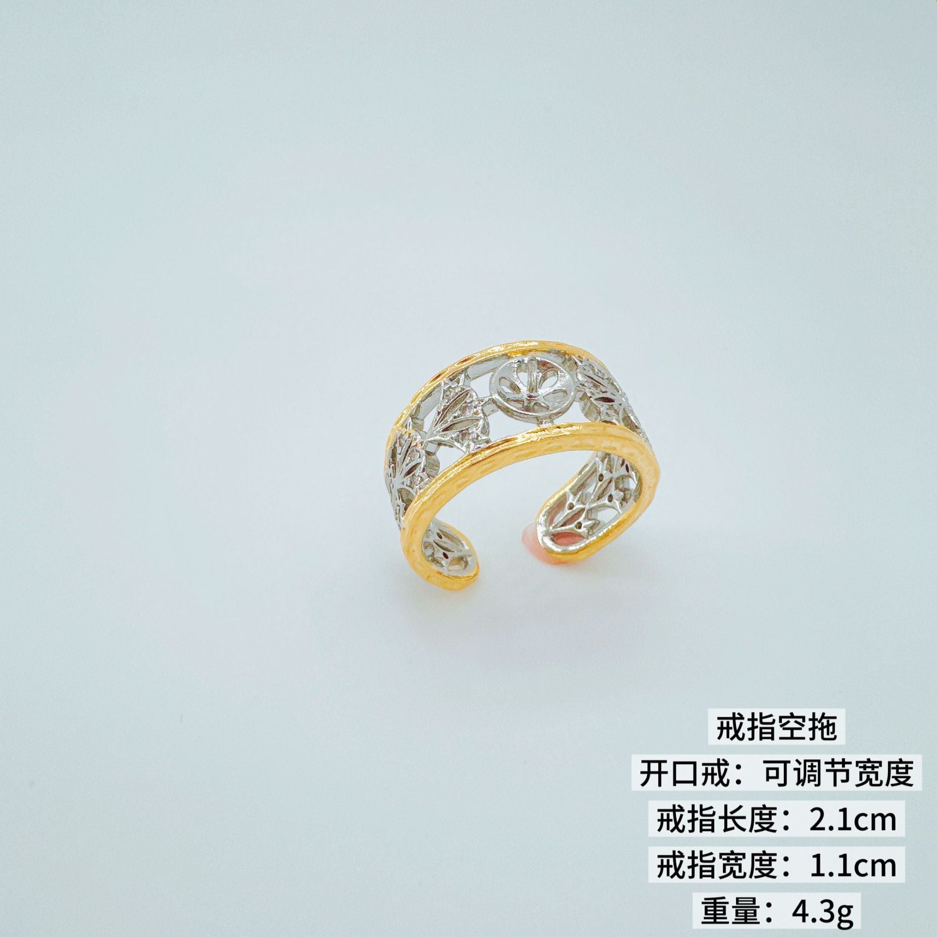 Wholesale Italian Lace Edge Design Ring Mount Gold Plated Copper DIY Jewelry Accessory for Everyday Wear