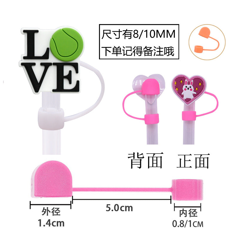 Wholesale Random 100pcs Tennis Sports Straw Cover 10MM Straw Tube Cap