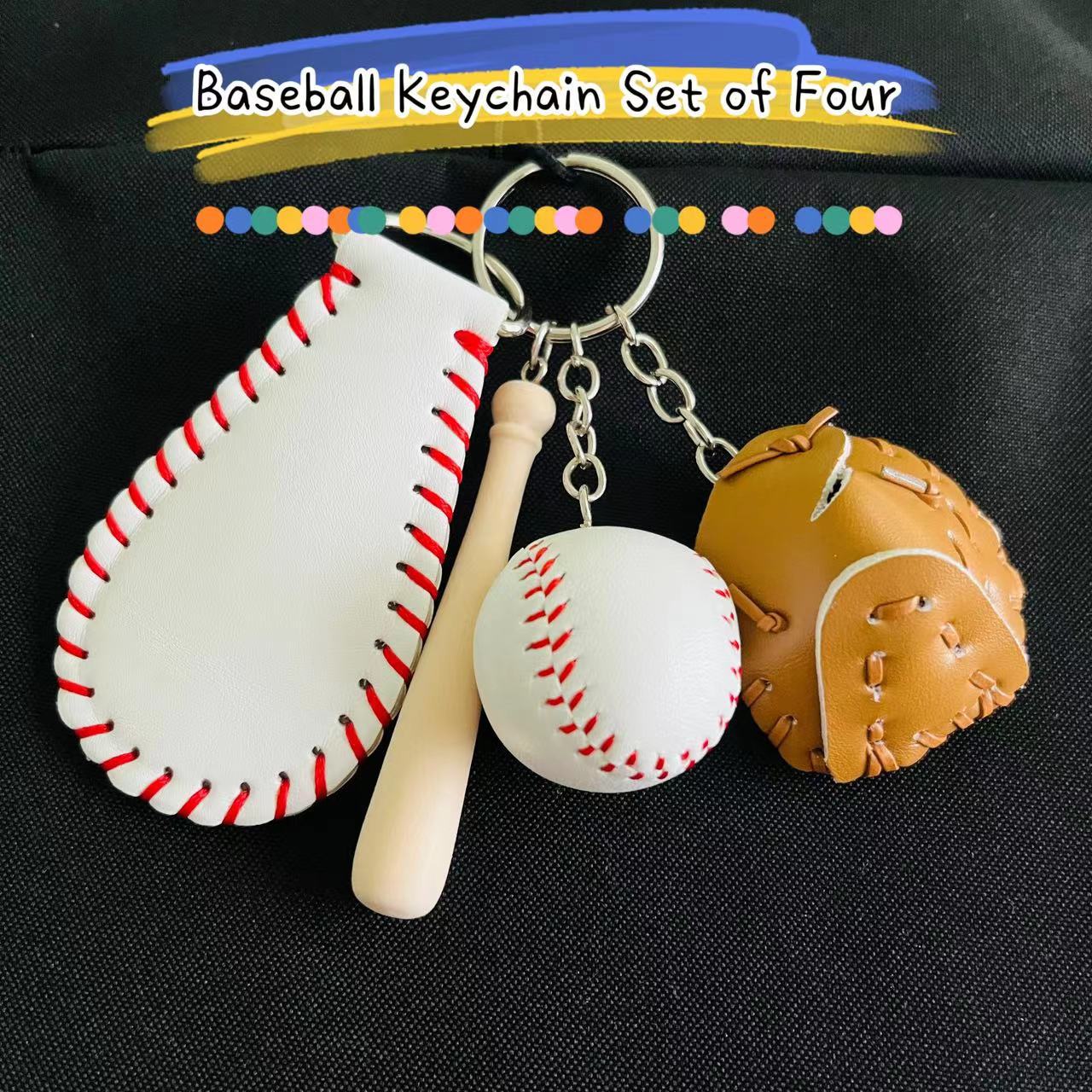 Wholesale Handmade Leather Baseball Softball Keychain
