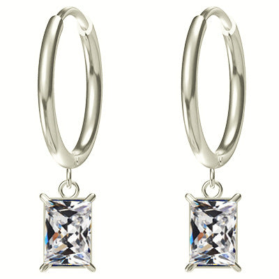 Wholesale 2PCS Steel-titanium colored zircon earrings