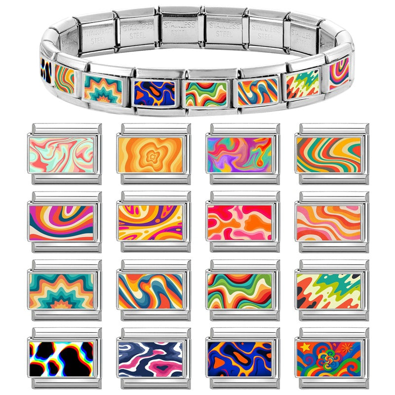 Wholesale 9mm Italian Charm Starter Bracelets DIY Colorful Single Section Creative Stainless Steel Composable Bracelet