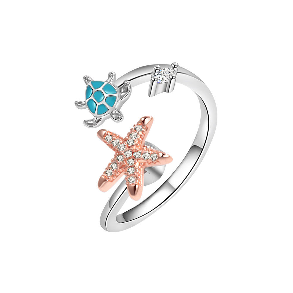 Wholesale Copper Turtle, Sea Star, Diamond Ring, Open Ring ACC-RS-YZM008