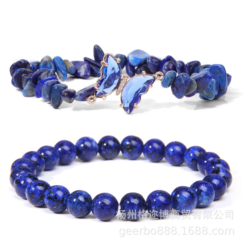 Wholesale Natural Stone Bracelet Amethyst Gravel Double Layer Lapis Lazuli Jewelry ACC-BT-GEB005