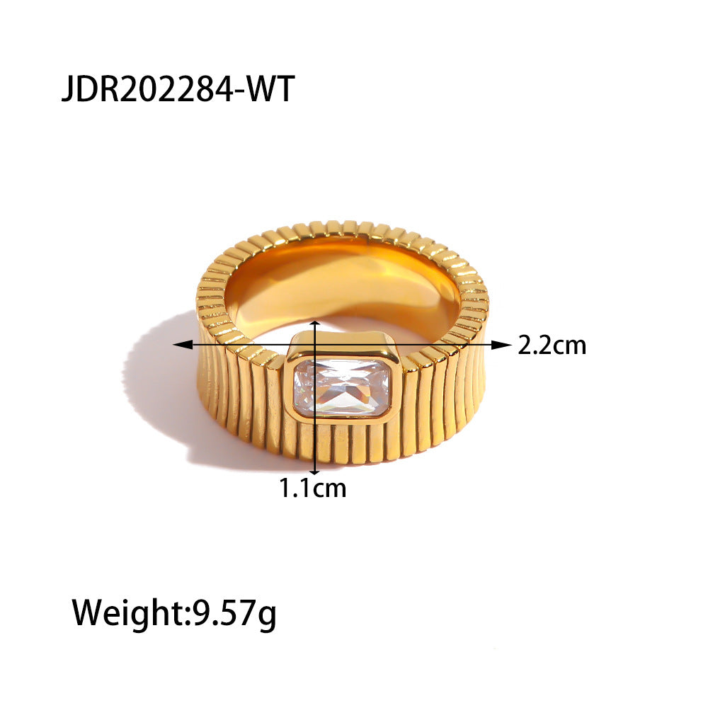 Wholesale Zircon Ring 18K Gold Plated Stainless Steel ACC-RS-Jied002