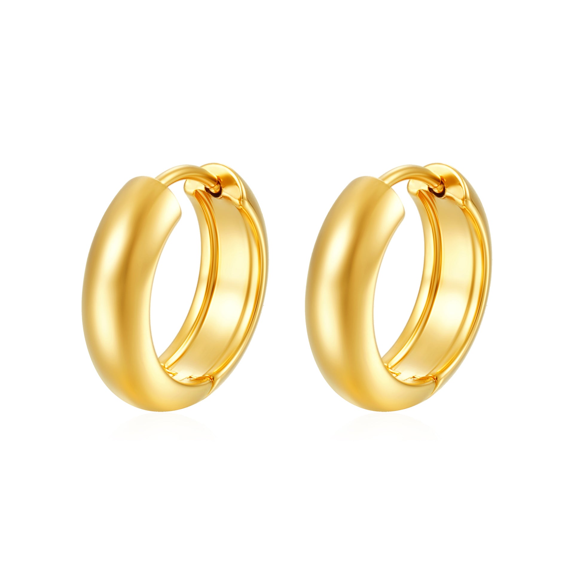 Wholesale Stylish 5mm Round Spherical Stainless Steel 18K Gold Plated Earrings Fashion Accessory