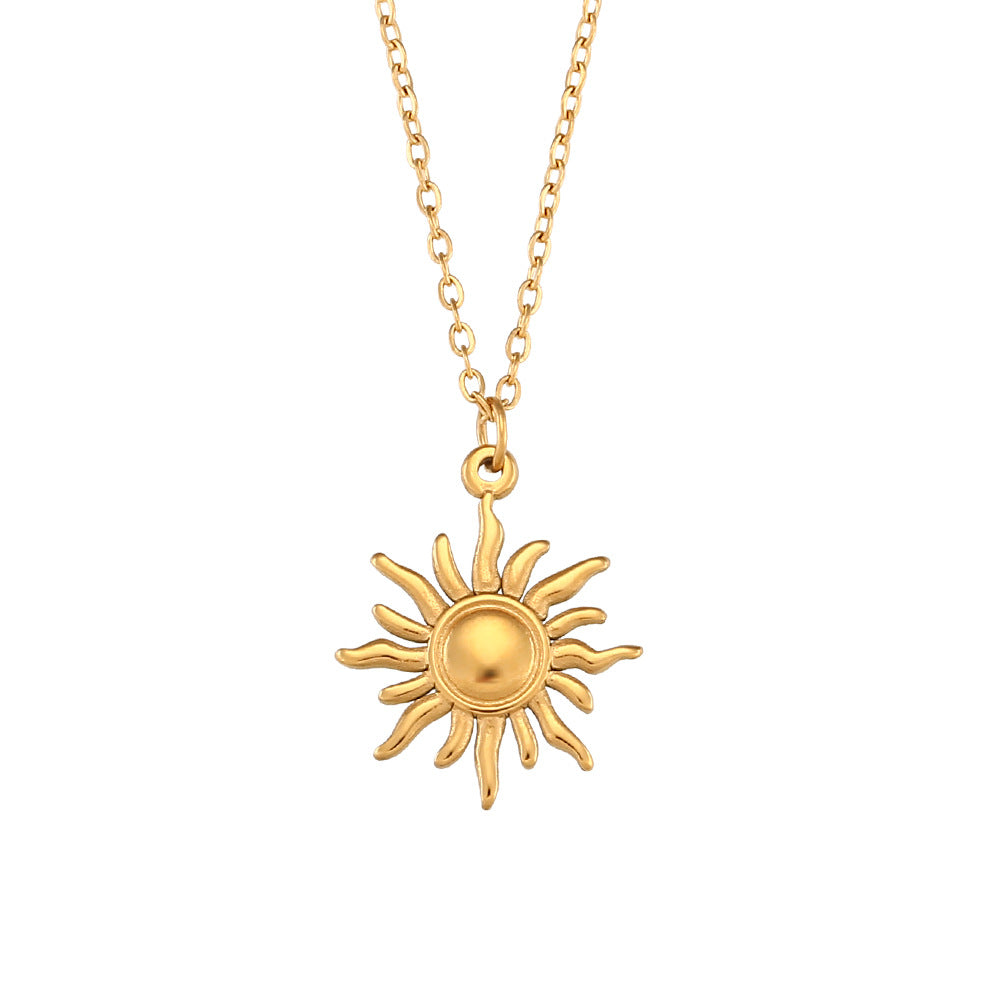 Wholesale O-shaped Chain Sun Moon Star Pendant Titanium Steel Necklace ACC-NE-MengJia001