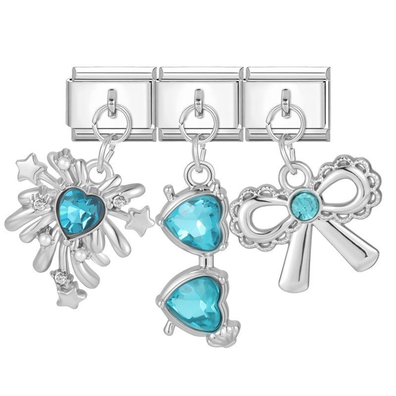 Wholesale Stainless Steel Flower Pendant Three-Piece DIY Bracelet Set Fashion Accessory for Everyday Wear