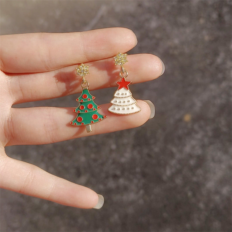 Wholesale Christmas Tree Earrings Small and Stylish Diamond Christmas Tree Earrings ACC-ES-YingHao006