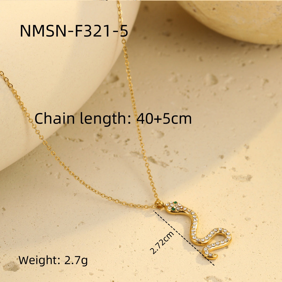 Wholesale snake pendant stainless steel necklace
