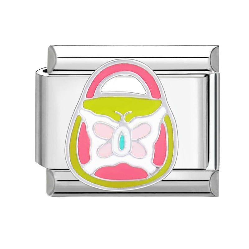 Wholesale Italian Charm Bracelet 9mm DIY Splicing Removable Plant Castle Stainless Steel Composable Bracelet