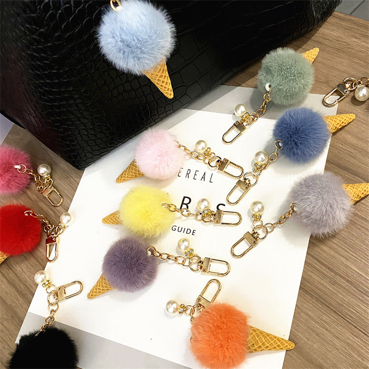 Wholesale Cartoon Pearl Ice Cream Plush Keychain ACC-KC-KaiYue012