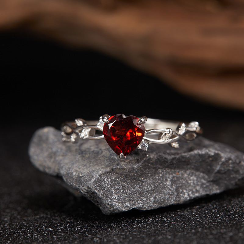 Wholesale S925 Sterling Silver Natural Topaz Pomegranate Amethyst Ring