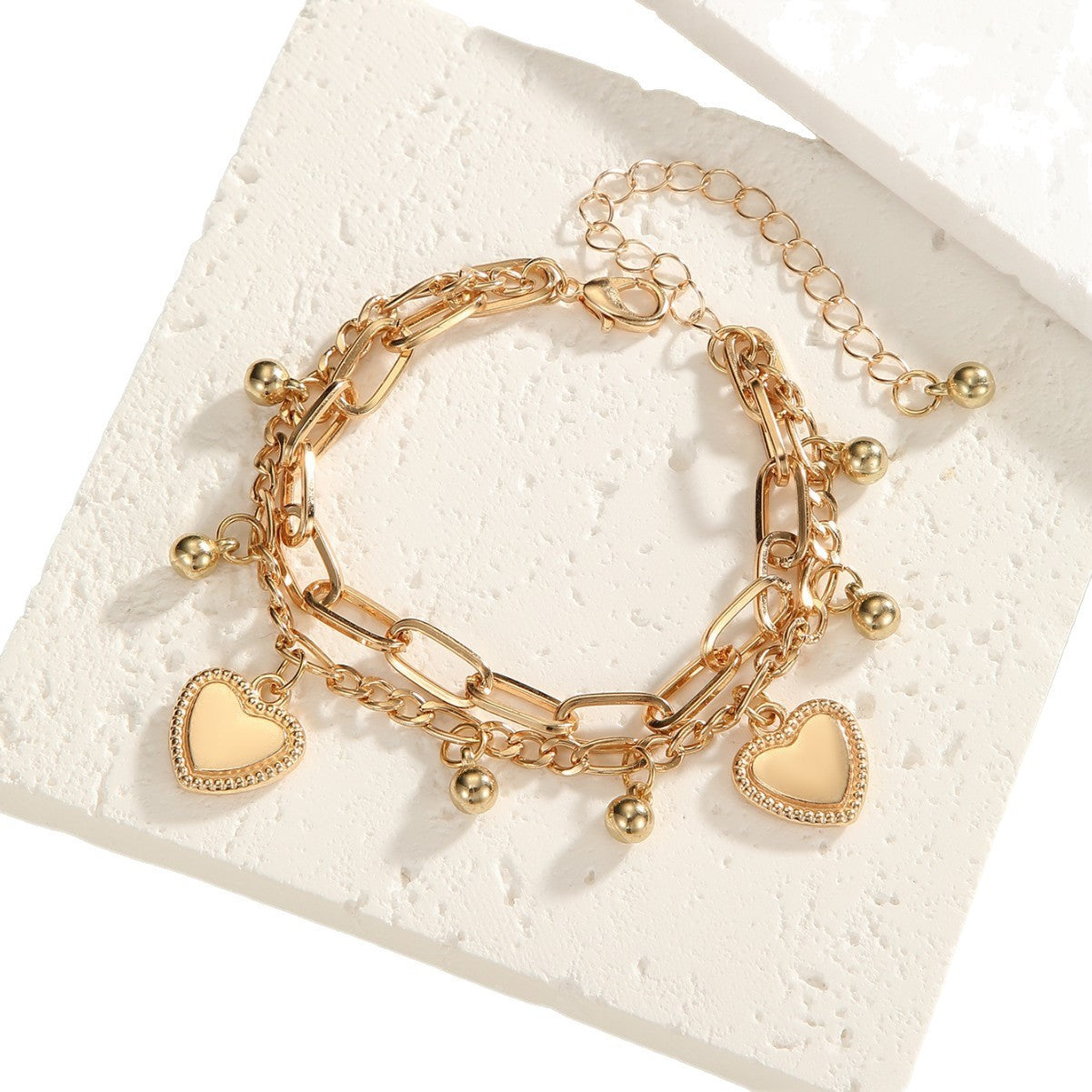 Wholesale Heart-shaped double-layered bracelet