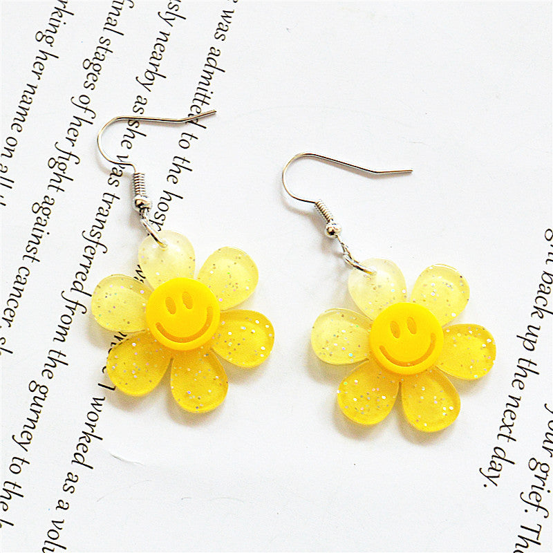 Wholesale Smiley Face Earrings Colorful Acrylic Flower Earrings ACC-ES-XN010