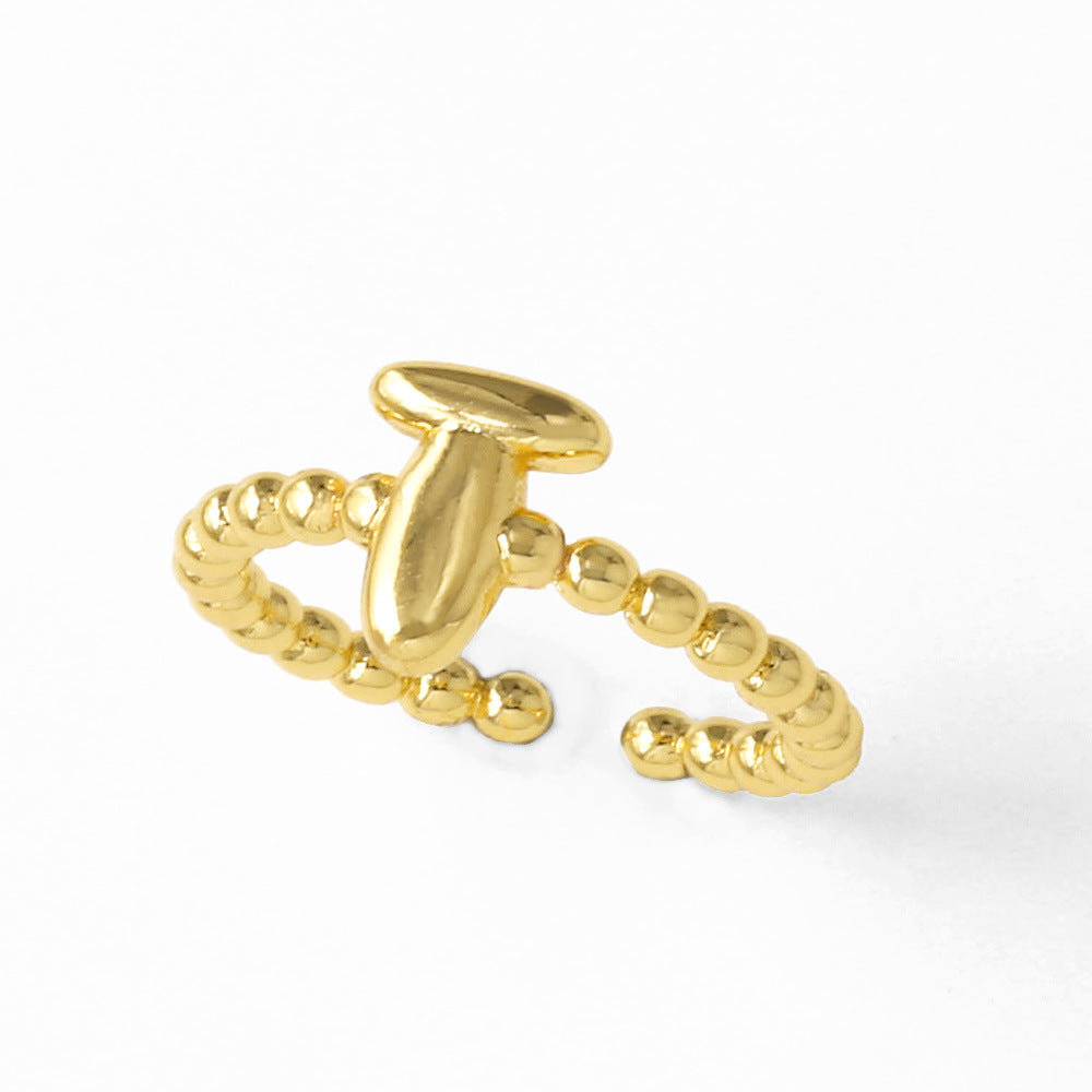 Wholesale 26 English letter rings gold-plated open rings