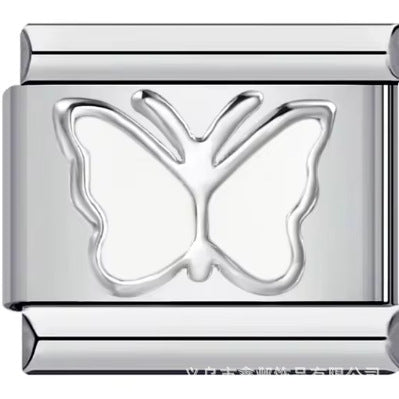 Wholesale Italian Charm Bracelet 9mm DIY Splicing Removable Purple Blue Butterfly Stainless Steel Composable Bracelet