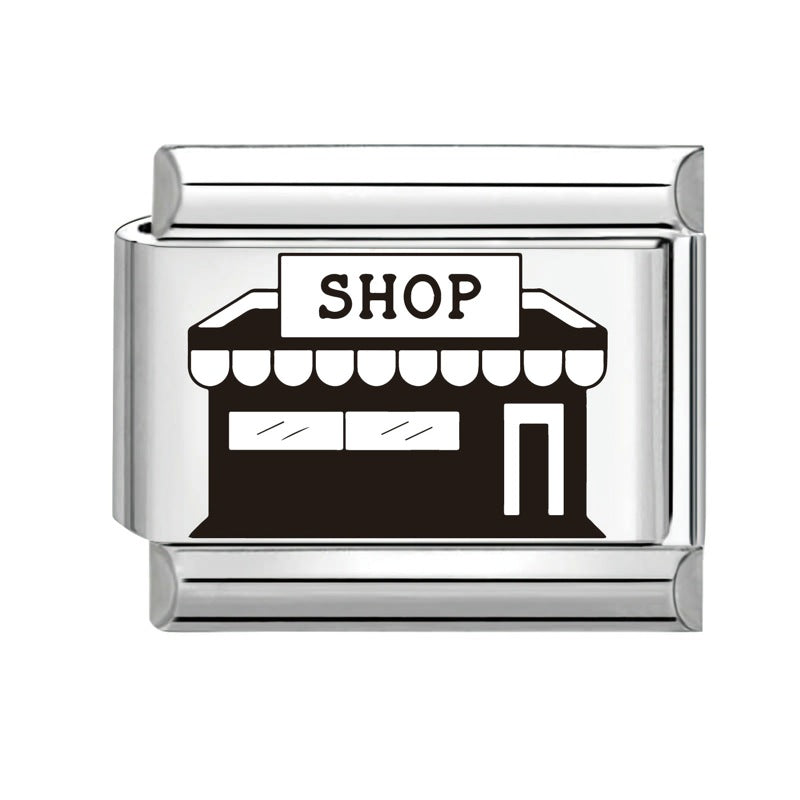 Wholesale  Italian Charm Bracelet 9mm DIY Splicing Removable Black and White Series Stainless Steel Composable Bracelet