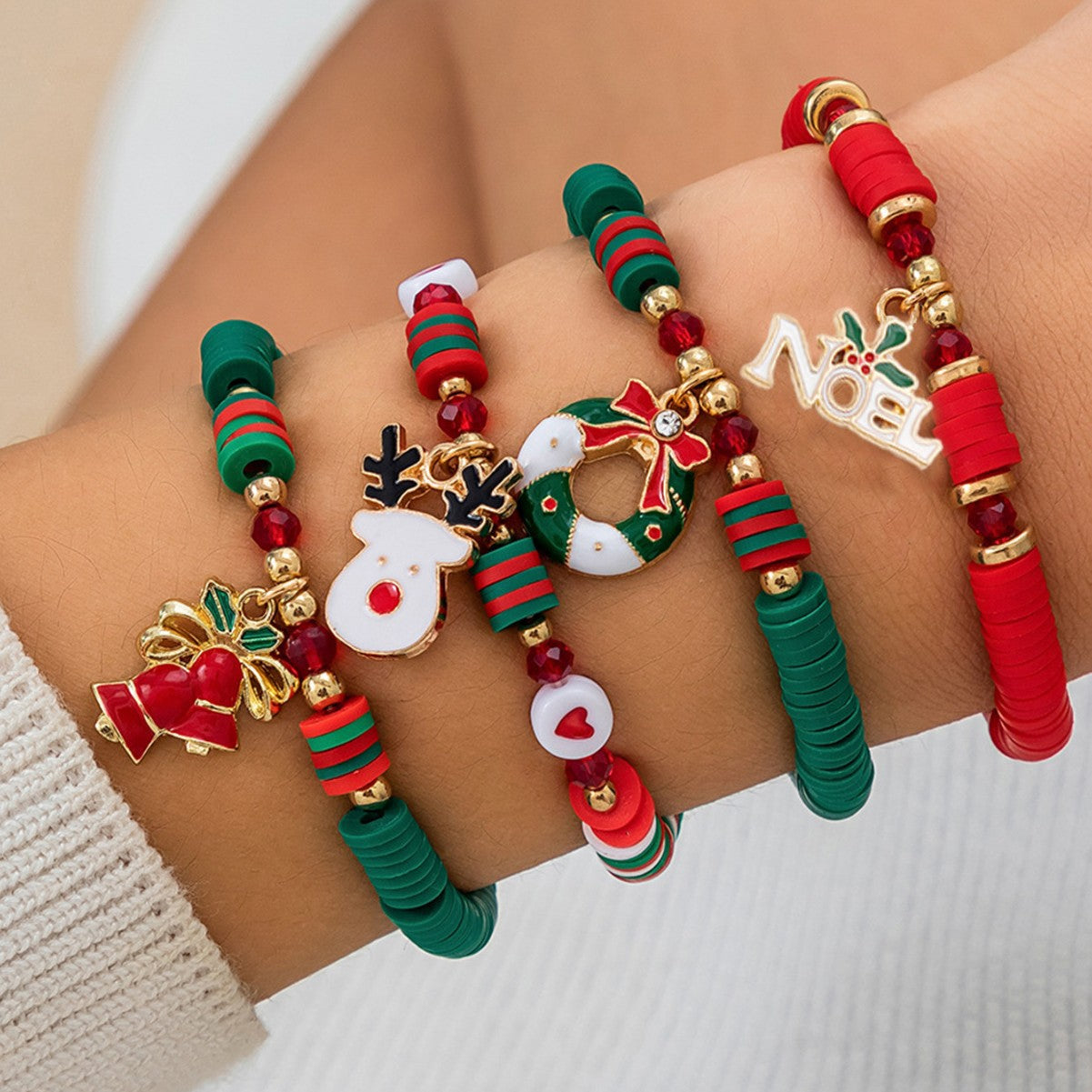 Bracciale natalizio colorato in argilla polimerica all'ingrosso