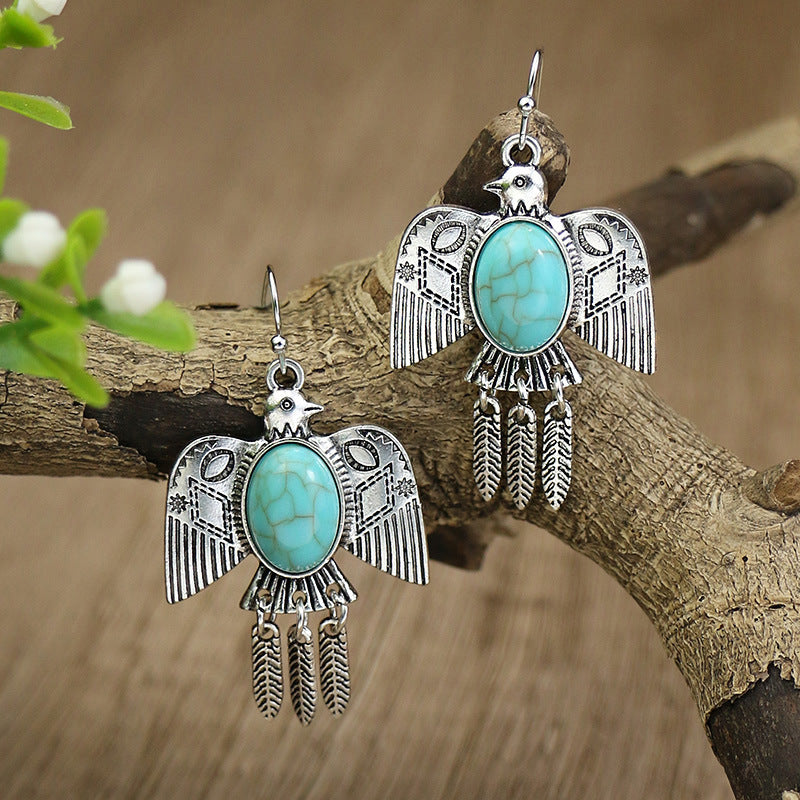 Wholesale Jewelry Bohemian Turquoise Alloy Earrings